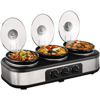 Casserole portable en acier inoxydable à 3 compartiments, 1,5 Qt, avec température réglable, pour maintien au chaud et service de buffet