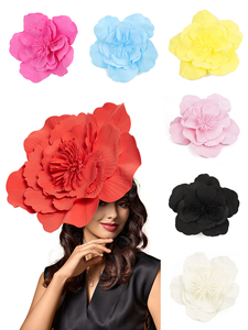 قبعات حفلات رائعة من المطاط بها زهور كبيرة للبيع بالجملة بتخفيضات كبيرة، أكسسوارات للشعر والحفلات، غطاء للرأس للسيدات والنساء - Product Image 6