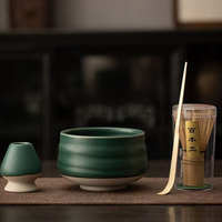 Bol à Matcha en céramique rétro de style japonais et ensemble de fouet à thé en bambou Nouveaux outils de cérémonie du thé au design traditionnel