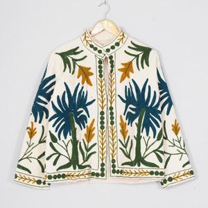 Luxury Boutique <b>Women</b> Velvet Suzani Jacket Traditional Embroidery Floral Boho Designer <b>Coat</b> Wholesale OEM Manufacturer Supplier - Product Image 1