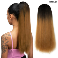 Queue de cheval droite Yaki instantanée Afro Puff cordon de serrage 20 pouces en fibre haute température queue de cheval sans enchevêtrement Wom vente en gros
