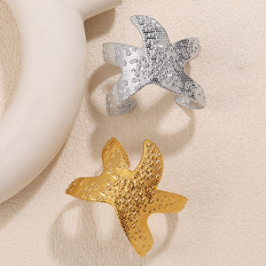 Fashion Cuff <b>Bracelets</b> Starfish Hollow Design Gold Silver Plated Stainless Steel Women's Party Jewelry Wide Open <b>Bangle</b> - Product Image 2