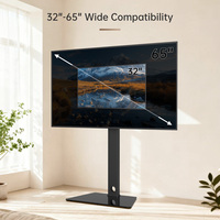 Support TV au sol noir en verre trempé, réglable, en acier, pivotant à 25 degrés, pour téléviseurs LCD LED 32-65 pouces, idéal pour le salon - Vente chaude