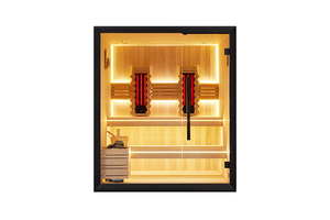 Cabine de sauna infrarouge lointain électrique moderne en bois massif, portable, pour 3 ou 4 personnes, studio de bien-être intérieur - Product Image 1