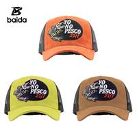 Gorra trucker de malla 5 panel, unisex, ajustable, con letras bordadas 'Yo No Pesco 23/7', estilo pesca, casual y deportiva, para primavera y verano, tipo béisbol