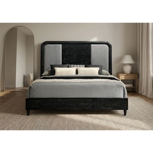 Lit king-size moderne rembourré avec tête de lit en polyester et sommier plateforme TSCA CARB P2 pour la maison - Product Image 1