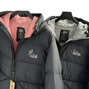 High Quality Coated Men's Women's Casual Winter Jackets Thickened Warm Hooded Front Logo Waterproof Windproof Zipper Closure - Product Image 3