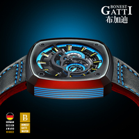 Montre mécanique automatique de luxe pour homme Bonest Gatti, squelette, étanche, verre saphir, bracelet en cuir, montre-bracelet pour affaires BG6601