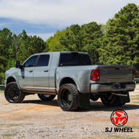 Rines SJ Personalizados Dually de 22, 24, 26 y 28 Pulgadas, Forjados en Negro Cromado Pulido, Color Negro, para Todoterreno, para Ford F350 y Ram 3500