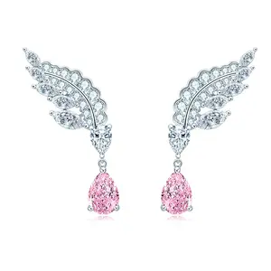 Zircron Sterling Silver Angel Wing Earrings 2024 Fashion Luxury Jewellery Earrings Women Colorful 925 Earrings