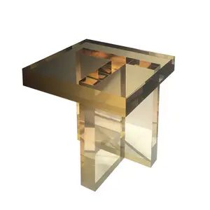 Mesita de noche pequeña con degradado acrílico, nórdica, dorada, moderna, sala de estar, sofá, esquina, creativa, sencilla - Product Image 1