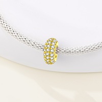 Bracelet minimaliste en cuivre plaqué argent avec perles, fermoir de positionnement, pendentif en zircone colorée, accessoire de bijouterie DIY, vente chaude