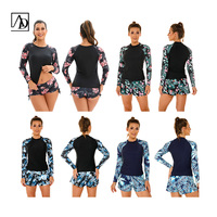 Aide Rash Guard Floral Leopard Digitale Print Lange Mouwen Surfkleding Dames Op Maat Bescheiden Zwemkleding 2-delig Set OEM