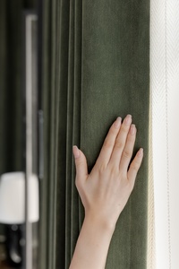 <span class=keywords><strong>Tende</strong></span> Oscuranti di Lusso in Stile Vintage, Tessuto Chenille Verde Senza Motivi Floreali, Orlo Cucito <span class=keywords><strong>per</strong></span> Finestre del Soggiorno - Product Image 2