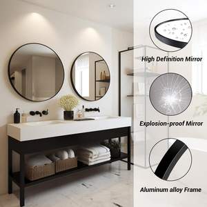 Miroir de salle de bain moderne étanche avec cadre doré Lumières LED incluses 3 couleurs pour l'éclairage de la vanité murale - Product Image 2