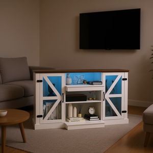 โต๊ะคอนโซลมีเดียอัจฉริยะแบบอินเทอร์แอคทีฟ ขนาด 59 นิ้ว สีขาว ชั้นวาง 3 ระดับ พร้อมอุปกรณ์เสริมโหมดไดนามิก - Product Image 2