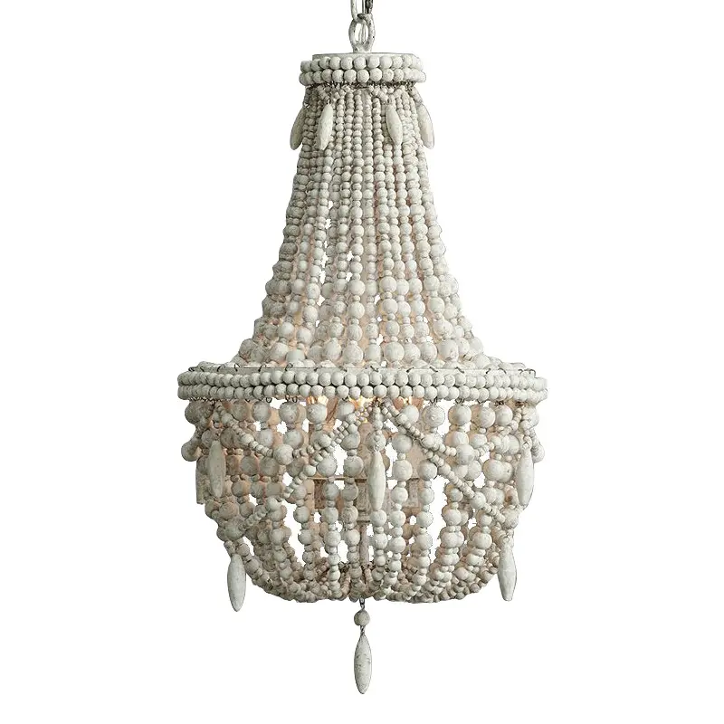 I migliori lampadari in metallo con perline naturali in legno all'ingrosso che appendono l'illuminazione della decorazione domestica