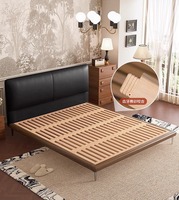 Lit Double de Style Antique Foshan chambre principale lit d'art en cuir noir rétro moderne à revêtement souple lit en bois massif