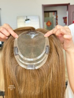 Prothèse capillaire SHY en cheveux naturels, base en dentelle, cheveux Remy, design à raie centrale, couleur personnalisée, fournisseur d'usine