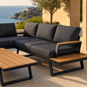 Ensemble de canapés de patio en aluminium pour hôtels et cabanes : Cadre en aluminium soudé par points, conçu pour l'extérieur - Product Image 2