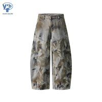 YUANBOFEI Jean en denim streetwear bleu coupe droite, délavé, respirant, écologique, décontracté, pour hommes et femmes, de haute qualité