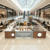 Kiosque à café de centre commercial de luxe personnalisé avec éclairage LED, design écologique, service de mise en espace intérieur multifonctionnel