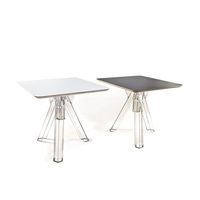 Table à manger carrée en polycarbonate transparent Ometto Design 80x80 cm, plateau noir, modèle OMQT80N-1, pour la maison, le bar, les dîners