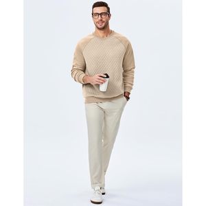 FOXA Sweat-shirt à col rond pour homme, doublure polaire, manches raglan, chaud, décontracté, manches longues pour l'hiver - Product Image 2