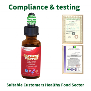 Extrait de piment de Cayenne en gros, OEM, gouttes liquides, 100% végétal, conforme aux normes européennes, étiquetage et emballage personnalisés - Product Image 5