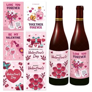 Décorations de fête de la Saint-Valentin, ensemble d'autocollants pour bouteilles de vin, pour dîner romantique, anniversaire, fiançailles, fournitures de célébration - Product Image 1