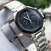 Montre chronographe à quartz haut de gamme pour homme avec boîtier polygonal et affichage de la date à halo inversé