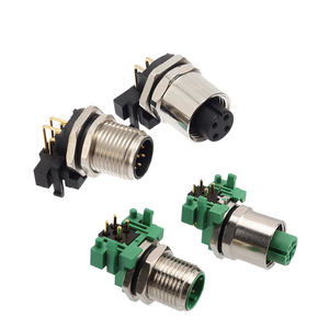 Fieldbus <span class=keywords><strong>Ethernet</strong></span> M12 PCB điện căn cứ ổ cắm Angled 4 5 6 8 pin a-mã lá chắn <span class=keywords><strong>90</strong></span> độ vách ngăn M12 PCB kết nối - Product Image 1