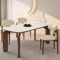 Ensemble de table et chaises de salle à manger en bois rétro français, pieds en bois massif, 6 places, table rectangulaire moderne, résistante à la chaleur, sans danger pour les aliments
