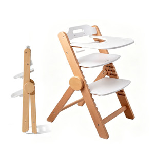 Chaise haute bébé pliable en bois à hauteur réglable avec repose-pieds, moderne, pour la maison et le salon, écologique et durable, pour repas des tout-petits - Product Image 1