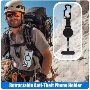 Porte-clés multifonctionnel rétractable avec ouvre-bouteille, porte-carte vertical noir et sangle détachable en gros - Product Image 4