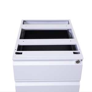 Meuble de bureau moderne en acier, armoire sous bureau à 3 tiroirs, meuble de rangement fixe avec serrure - Product Image 4
