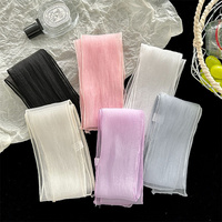 Écharpe longue unie en mousseline transparente ultra-légère, ruban en gaze multicolore pour femme, attache-cheveux quotidienne, bandeau pour queue de cheval, décoration de sac