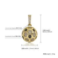 Pendentif Football Style Hip-hop Sportif Micro-pavé de Zircons Plaqué Or 14K Collier DIY & Design Préféré des Fans Unisexe