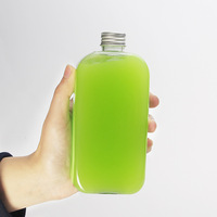 Vide 350ml 12oz jetable carré plat infusion à froid café PET tasse lait Boba thé jus bouteille en plastique transparente avec couvercle en argent