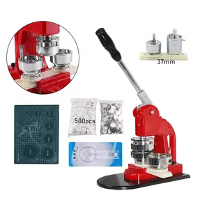 Classical 37mm Badge Maker Machine with 37mm Acrylic Paper Cutter and 500pcs Plastic Blank Badge Buttons