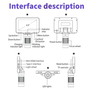 4.3 אינץ' IPS LCD HD USB מצלמה תעשייתית סטריאו וידאו מיקרוסקופית 16MP 1080P CMOS חיישן סוג-C/8 LED תאורה ABS חד-עיני - Product Image 5