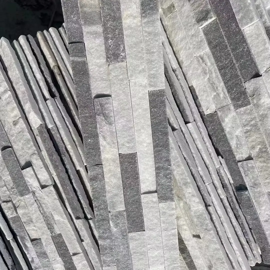 Piedra de repisa de pizarra gris nublado natural Blanco Gris Quarzit Cultura 'Z' Forma Revestimiento de pared exterior para revestimiento al aire libre