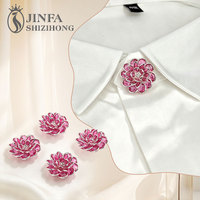 JFRB063 Penutup Kancing Kristal Bunga, Klip Kancing Berhias Berlian Imitasi, Hiasan Lengan DIY, Kancing Manset untuk Kemeja Pria