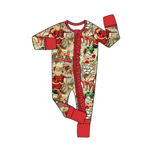 Hot Bán Trẻ Sơ Sinh Giáng Sinh Romper Tùy Chỉnh Ruffles Thiết Kế Bé Cô Gái Mùa Đông Gấp Tay Và Chân Dài Tay Áo Dây Kéo Đáng Yêu Ngủ - Product Image 4