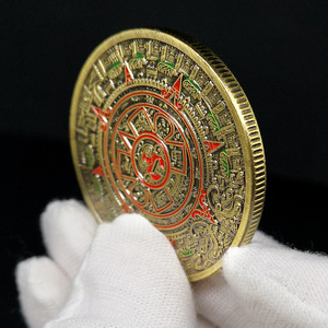 Monedas Conmemorativas Personalizadas de Aleación de Zinc, Moneda Conmemorativa <span class=keywords><strong>Maya</strong></span> Mexicana, Monedas y Medallas Conmemorativas de Dragón Azteca Lacado - Product Image 4