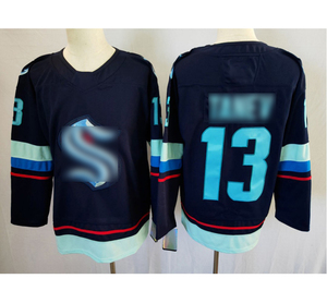 Camiseta de Hockey Estilo <span class=keywords><strong>NHL</strong></span> Personalizada, Roja, Blanca o Azul con Rayas Naranjas, Cuello en V, para Hombres, Mujeres y Jóvenes - Product Image 1