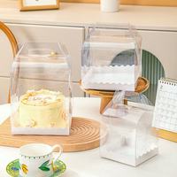 Boîte d'emballage carrée transparente portable de 4 pouces pour gâteaux, hauteur étendue, également adaptée aux boîtes à mousse mille-feuille de 2/3/5/6 pouces