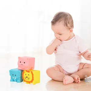 아기 퍼즐인지 구호 교육 소프트 빌딩 블록 세트 귀여운 동물 목욕 장난감