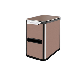 Poubelle intelligente en acier inoxydable Ensemble de poubelles Brosse Rouleau de papier pour Restaurant Toilette Utilisation Bureau Rectangulaire Mini Poubelle