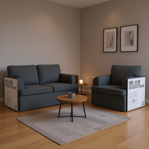 Juego de Sofás de 2 Piezas en Tela Gris Oscuro, Diseño Moderno y Minimalista para Muebles de Hogar - Product Image 2